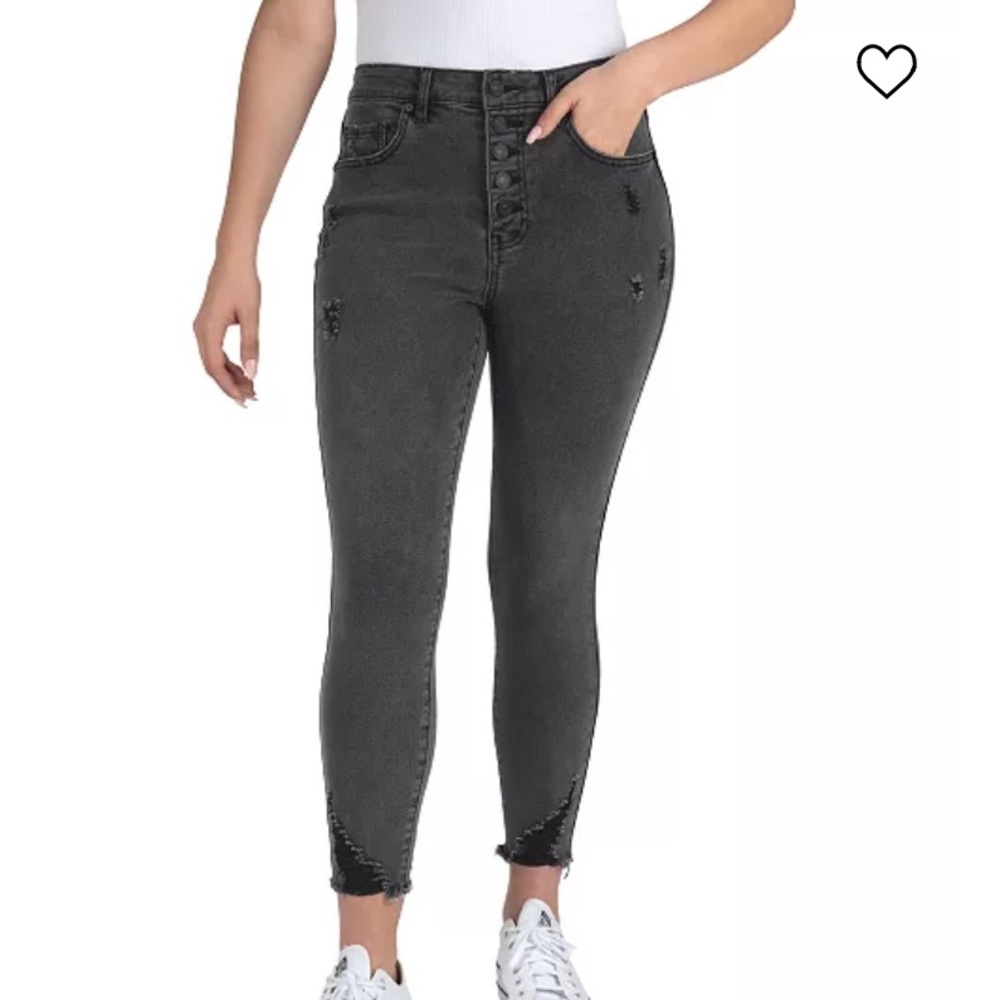 Indigo Rein High Rise Destructed Curvy Crop Jeans